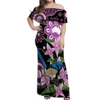 Personalised Australia Boronia And Malurus Cyaneus Off Shoulder Maxi Dress Aboriginal Art