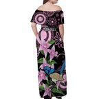 Personalised Australia Boronia And Malurus Cyaneus Off Shoulder Maxi Dress Aboriginal Art