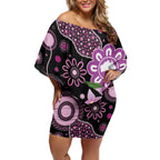 Personalised Australia Boronia And Malurus Cyaneus Off Shoulder Short Dress Aboriginal Art