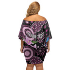 Personalised Australia Boronia And Malurus Cyaneus Off Shoulder Short Dress Aboriginal Art