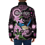 Personalised Australia Boronia And Malurus Cyaneus Padded Jacket Aboriginal Art - Aussie Hoodie