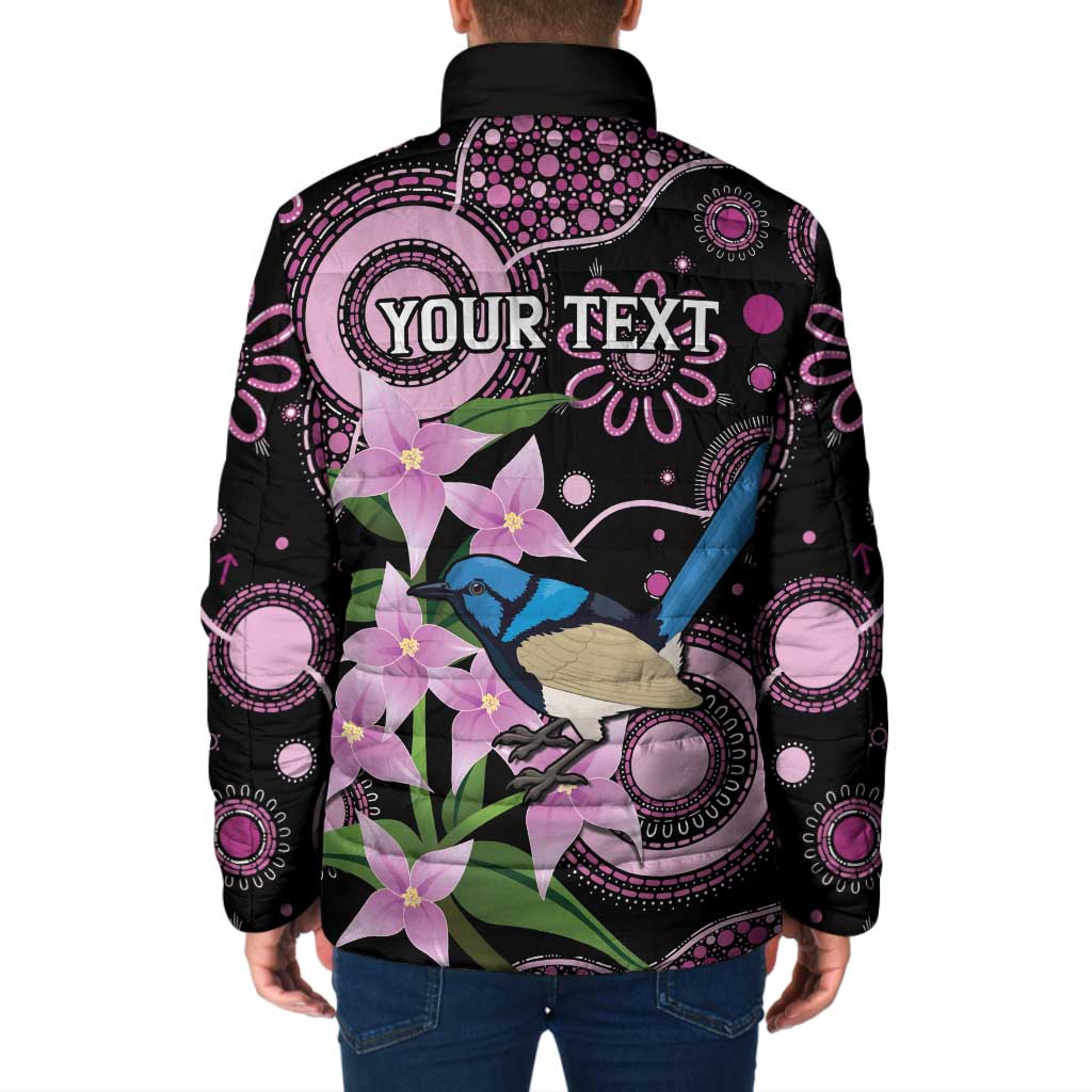 Personalised Australia Boronia And Malurus Cyaneus Padded Jacket Aboriginal Art - Aussie Hoodie
