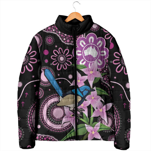 Personalised Australia Boronia And Malurus Cyaneus Padded Jacket Aboriginal Art - Aussie Hoodie