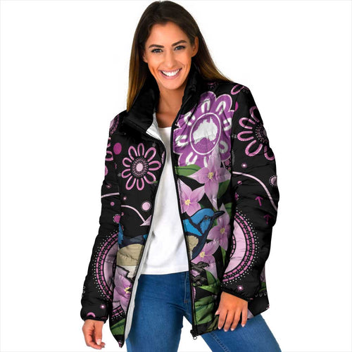 Personalised Australia Boronia And Malurus Cyaneus Padded Jacket Aboriginal Art - Aussie Hoodie