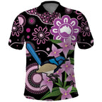 Personalised Australia Boronia And Malurus Cyaneus Polo Shirt Aboriginal Art