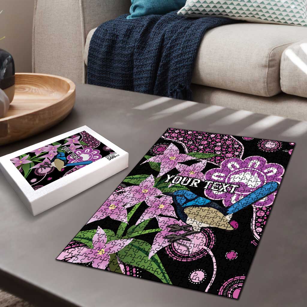 Personalised Australia Boronia And Malurus Cyaneus Puzzle Aboriginal Art - Aussie Hoodie