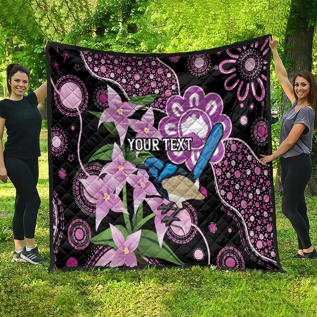 Personalised Australia Boronia And Malurus Cyaneus Quilt Aboriginal Art
