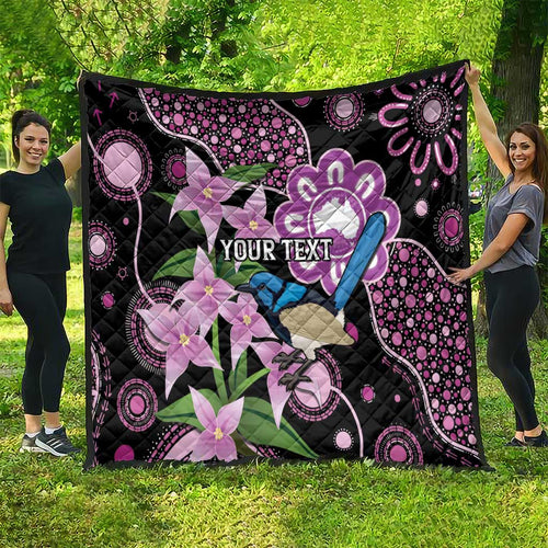 Personalised Australia Boronia And Malurus Cyaneus Quilt Aboriginal Art