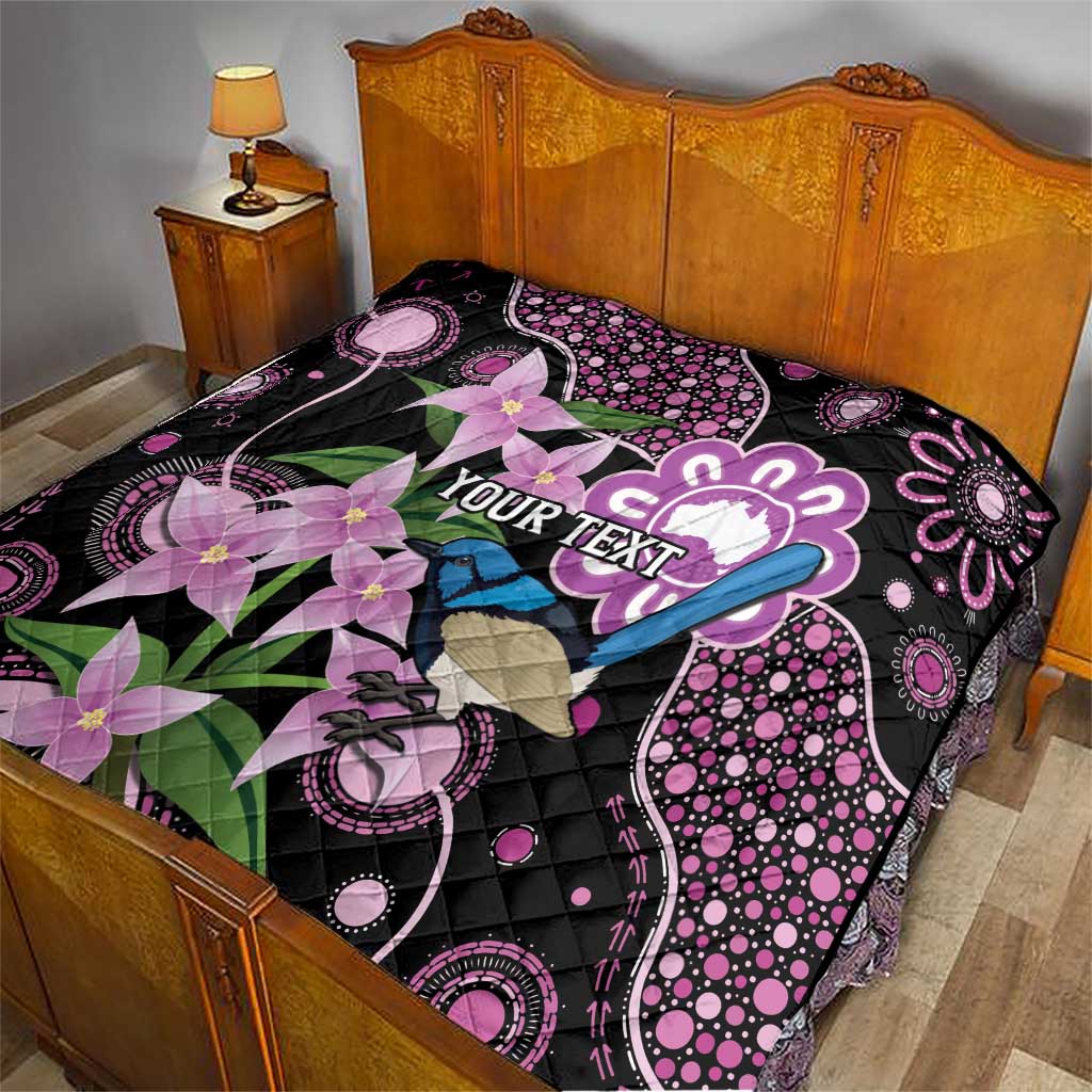 Personalised Australia Boronia And Malurus Cyaneus Quilt Aboriginal Art