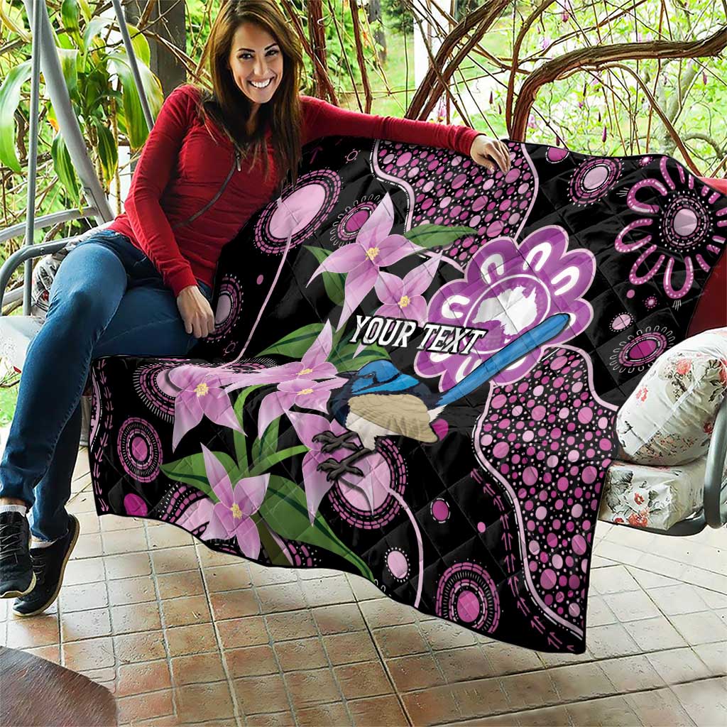 Personalised Australia Boronia And Malurus Cyaneus Quilt Aboriginal Art