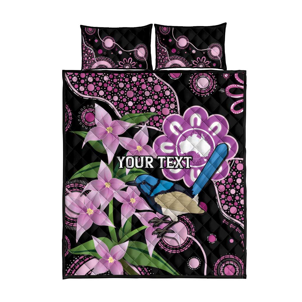 Personalised Australia Boronia And Malurus Cyaneus Quilt Bed Set Aboriginal Art