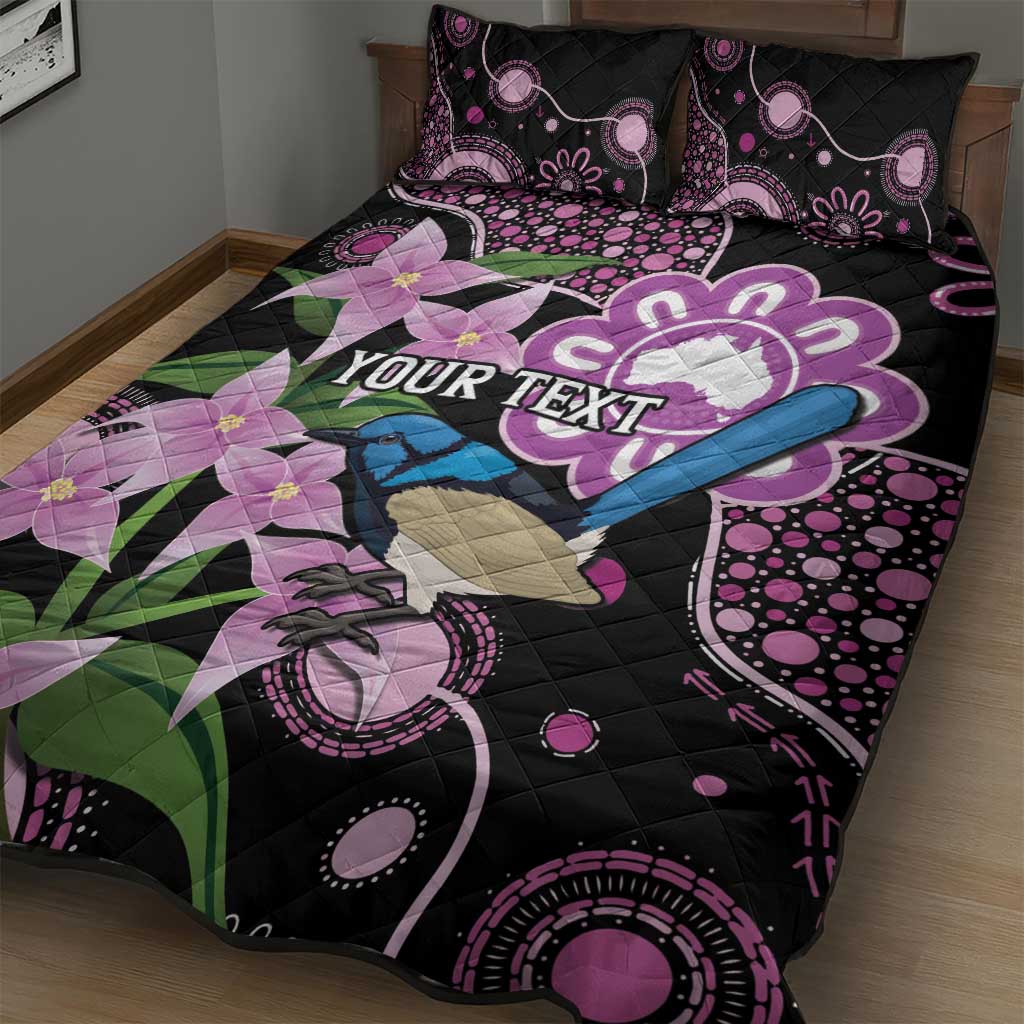 Personalised Australia Boronia And Malurus Cyaneus Quilt Bed Set Aboriginal Art