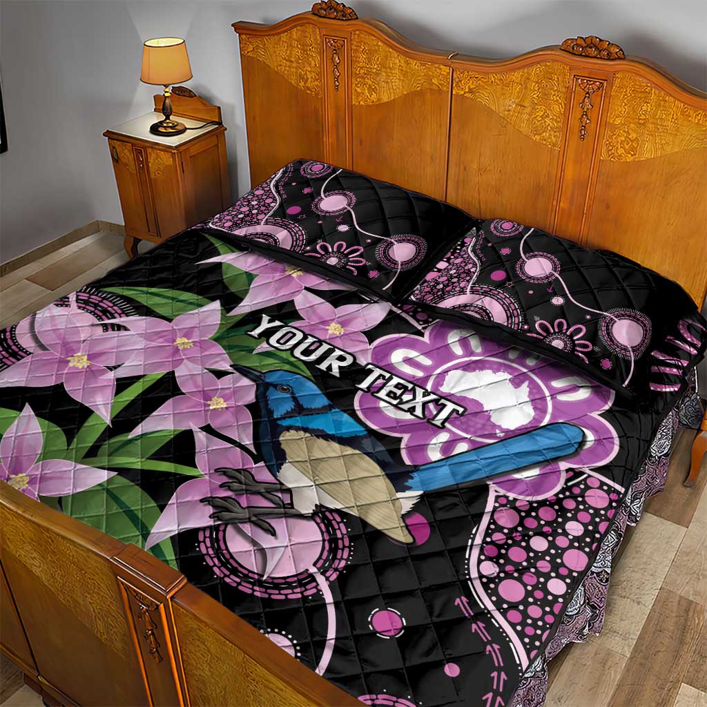 Personalised Australia Boronia And Malurus Cyaneus Quilt Bed Set Aboriginal Art