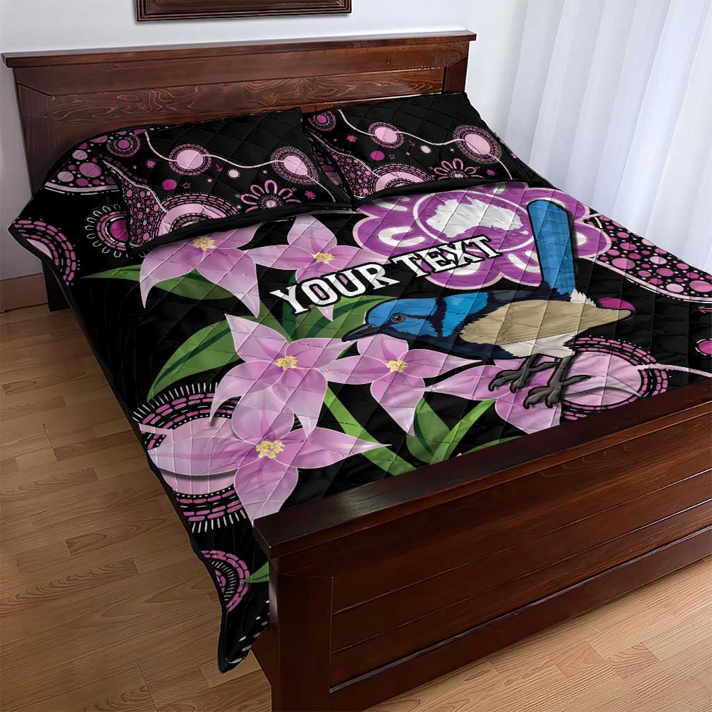 Personalised Australia Boronia And Malurus Cyaneus Quilt Bed Set Aboriginal Art