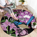Personalised Australia Boronia And Malurus Cyaneus Round Carpet Aboriginal Art