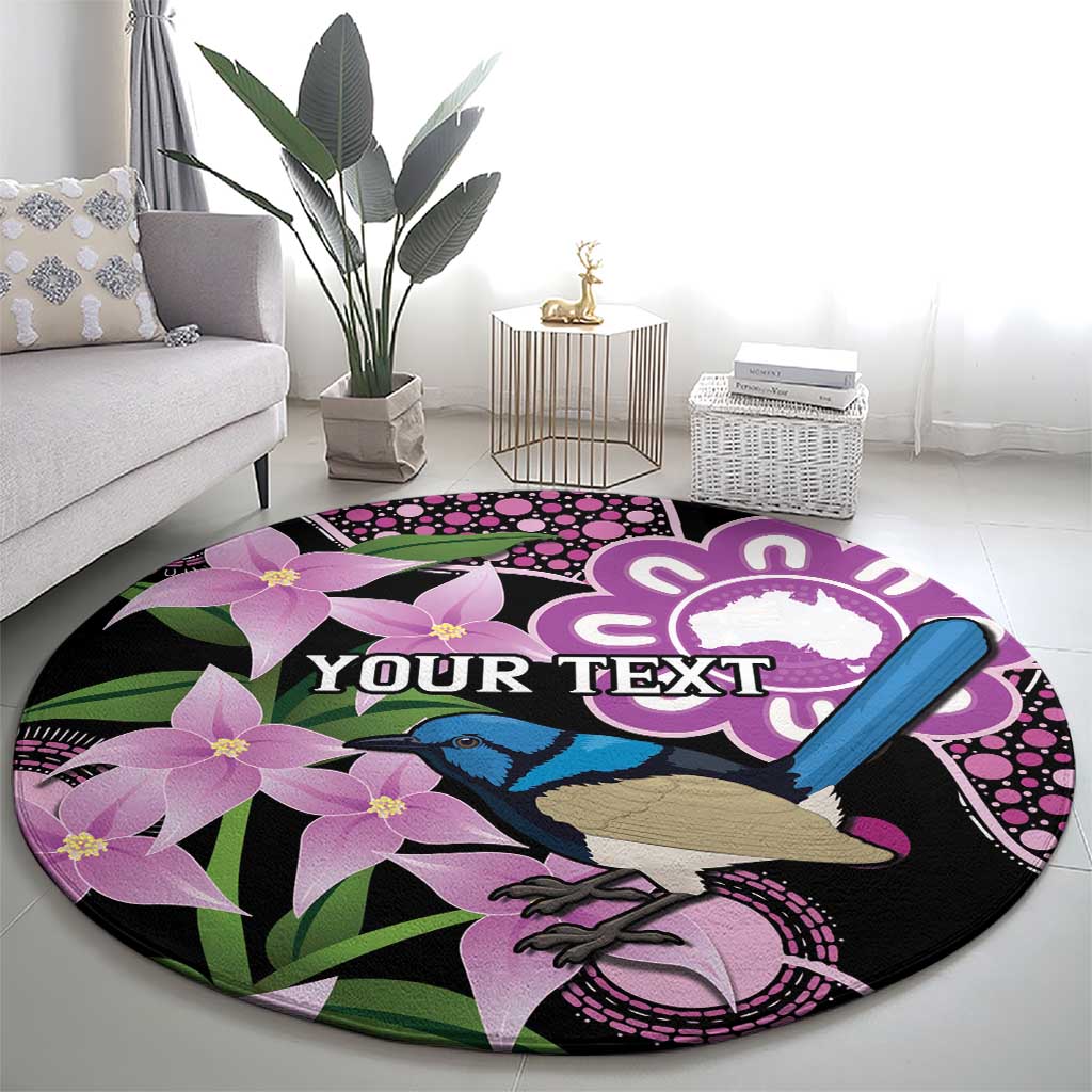 Personalised Australia Boronia And Malurus Cyaneus Round Carpet Aboriginal Art