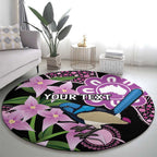 Personalised Australia Boronia And Malurus Cyaneus Round Carpet Aboriginal Art
