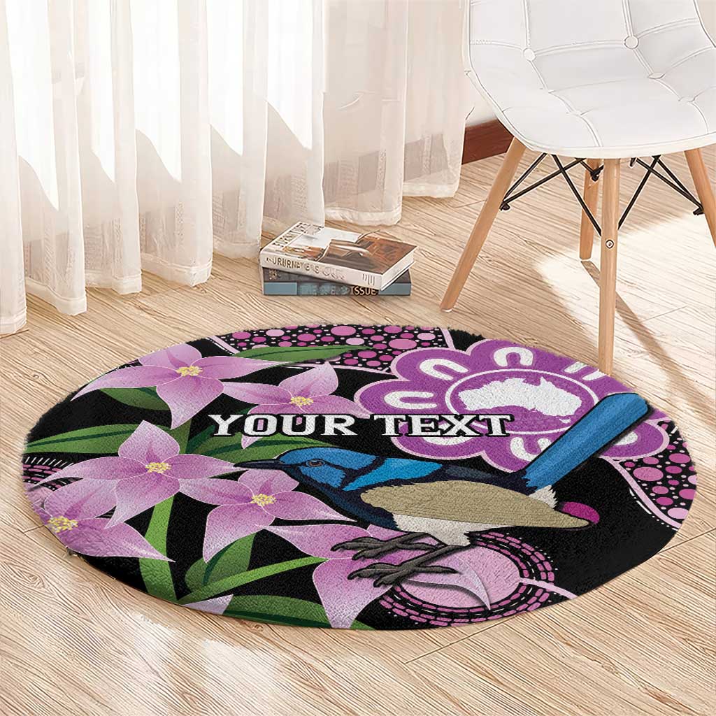 Personalised Australia Boronia And Malurus Cyaneus Round Carpet Aboriginal Art