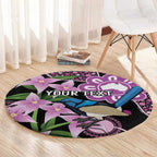 Personalised Australia Boronia And Malurus Cyaneus Round Carpet Aboriginal Art