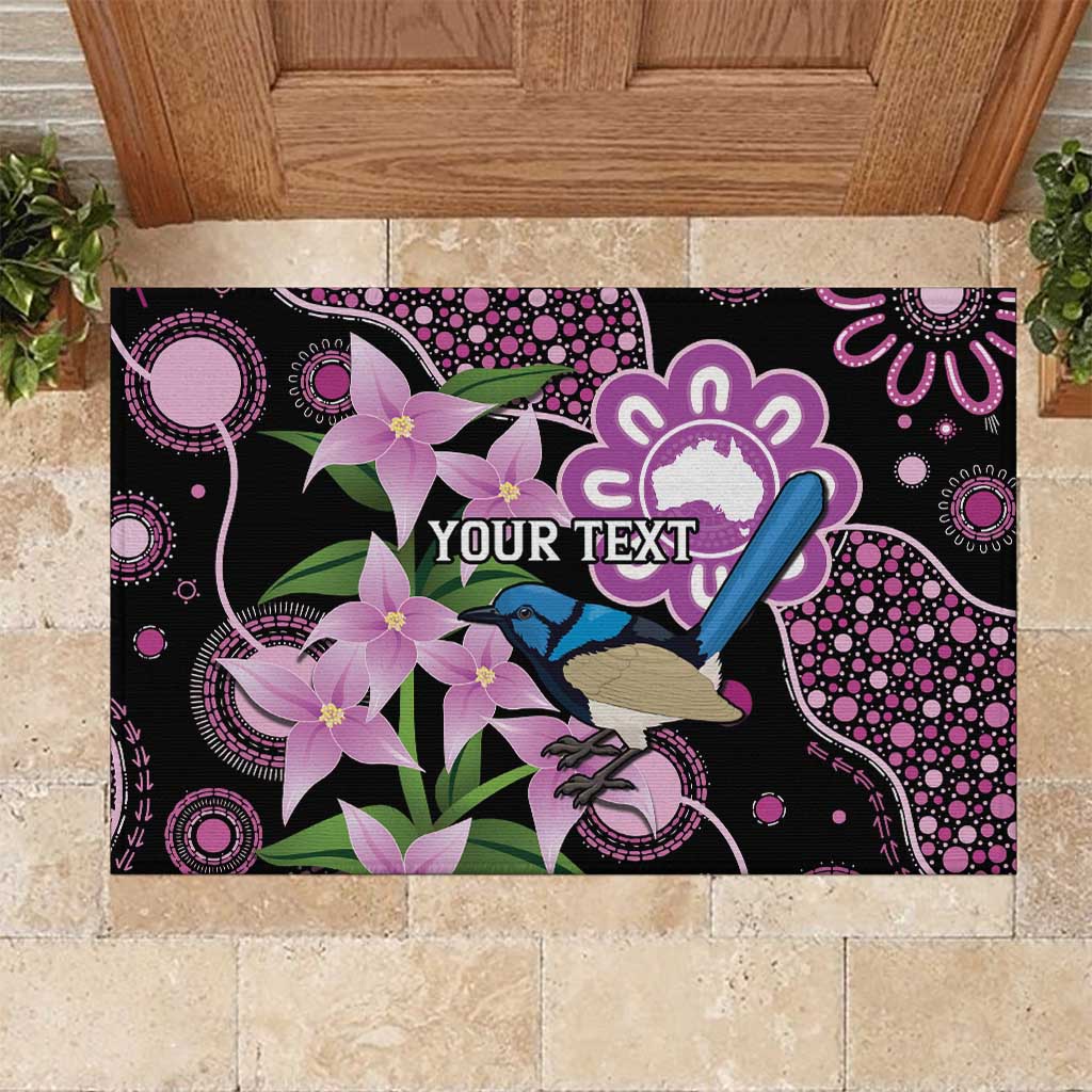 Personalised Australia Boronia And Malurus Cyaneus Rubber Doormat Aboriginal Art
