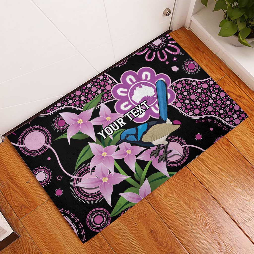 Personalised Australia Boronia And Malurus Cyaneus Rubber Doormat Aboriginal Art