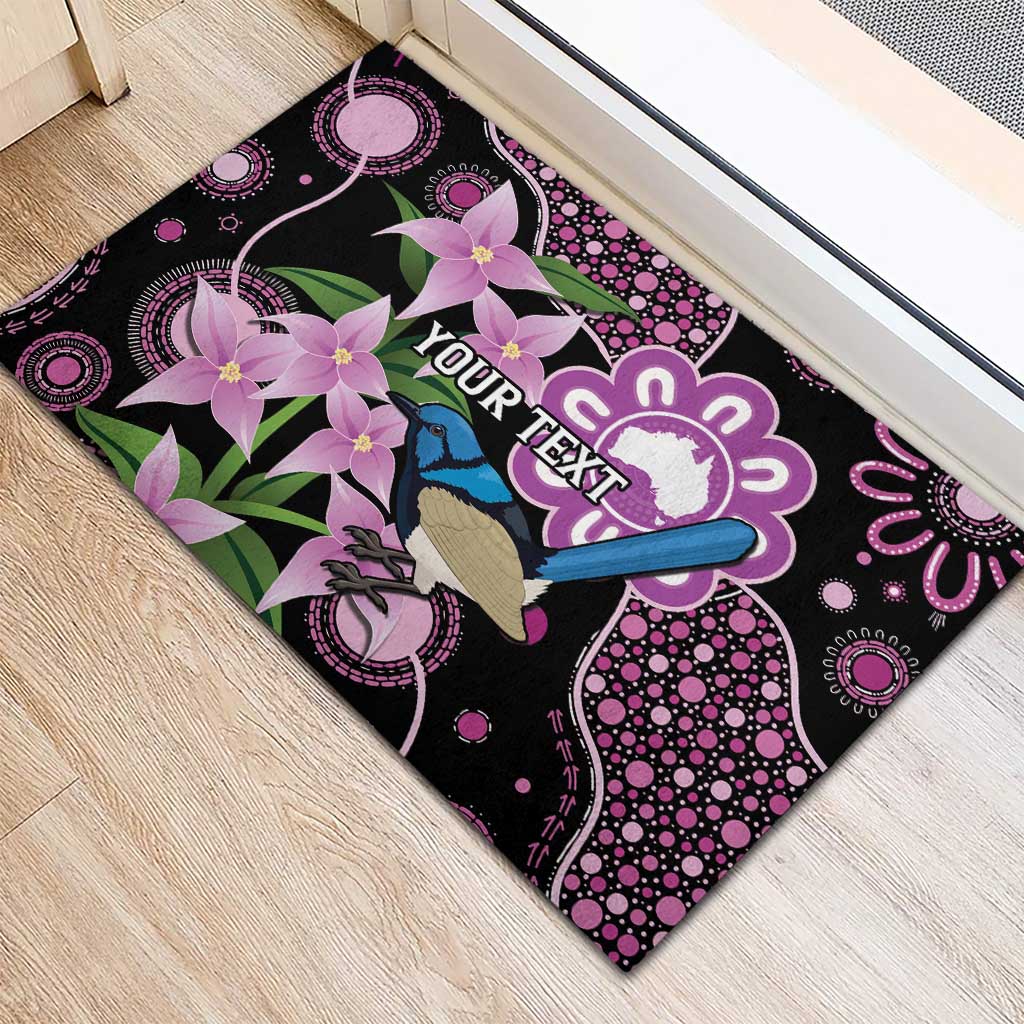 Personalised Australia Boronia And Malurus Cyaneus Rubber Doormat Aboriginal Art