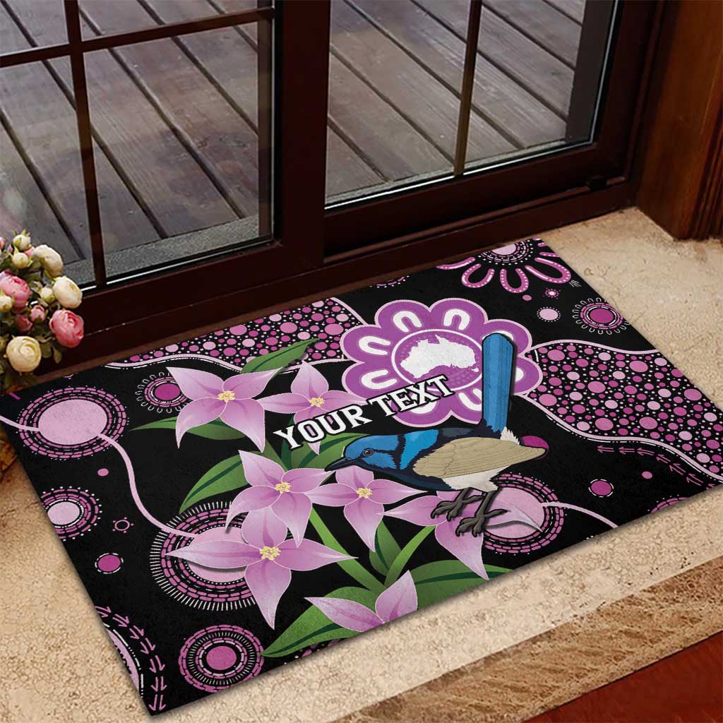 Personalised Australia Boronia And Malurus Cyaneus Rubber Doormat Aboriginal Art
