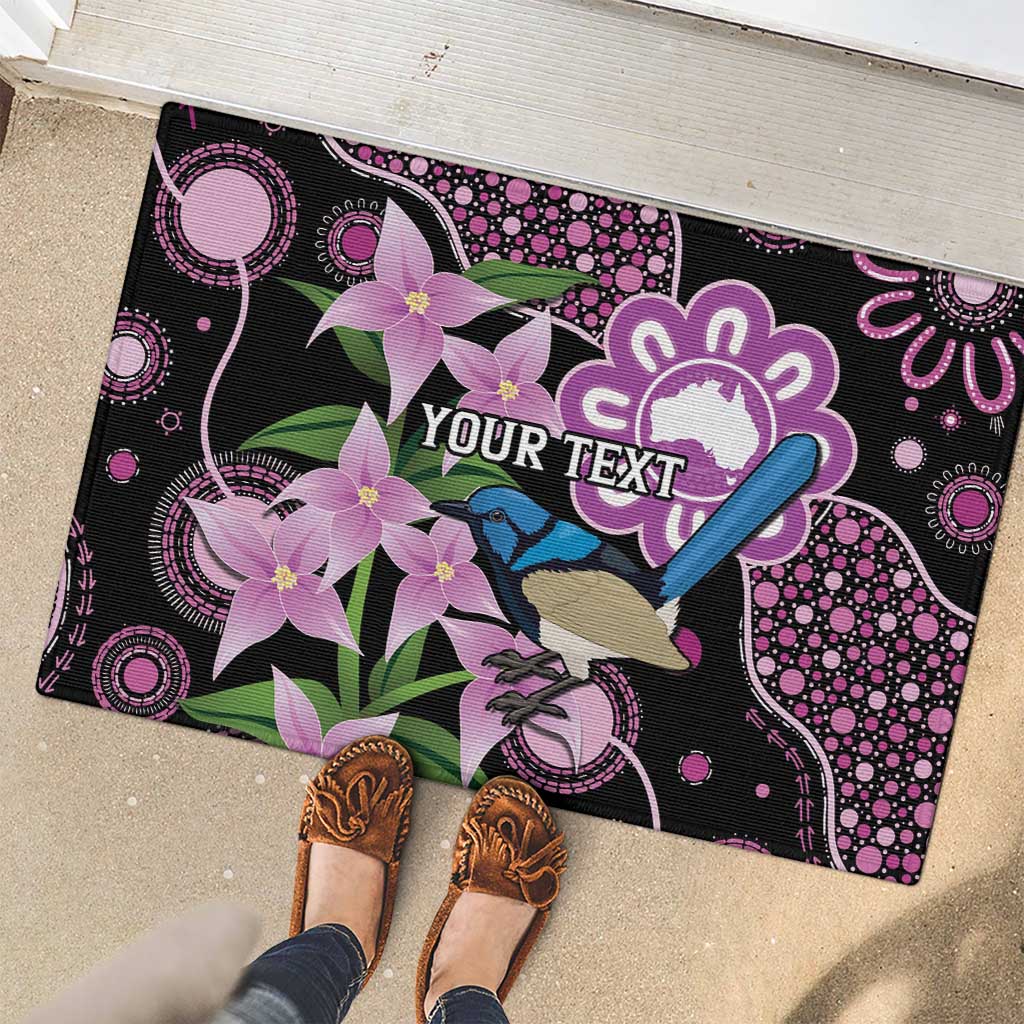 Personalised Australia Boronia And Malurus Cyaneus Rubber Doormat Aboriginal Art