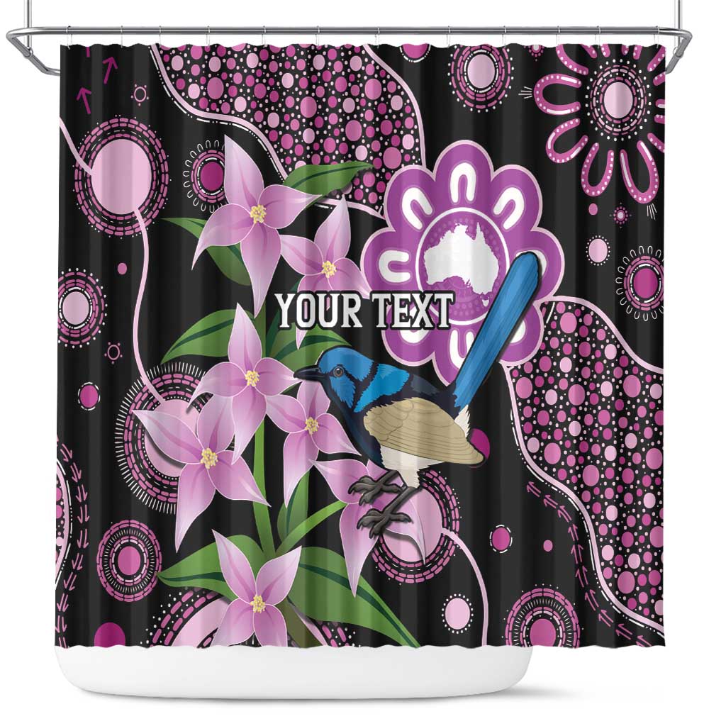 Personalised Australia Boronia And Malurus Cyaneus Shower Curtain Aboriginal Art