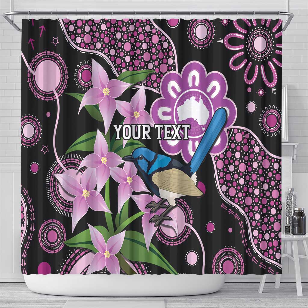 Personalised Australia Boronia And Malurus Cyaneus Shower Curtain Aboriginal Art