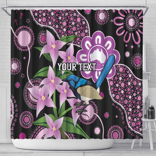 Personalised Australia Boronia And Malurus Cyaneus Shower Curtain Aboriginal Art