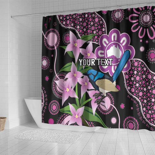 Personalised Australia Boronia And Malurus Cyaneus Shower Curtain Aboriginal Art