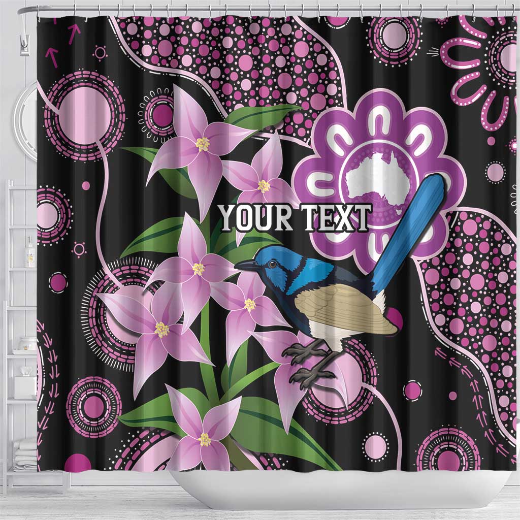 Personalised Australia Boronia And Malurus Cyaneus Shower Curtain Aboriginal Art