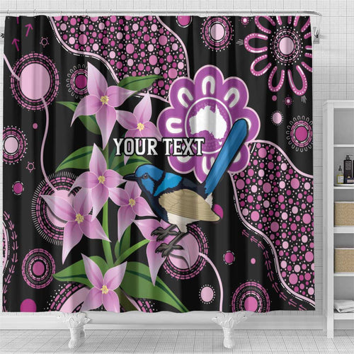 Personalised Australia Boronia And Malurus Cyaneus Shower Curtain Aboriginal Art