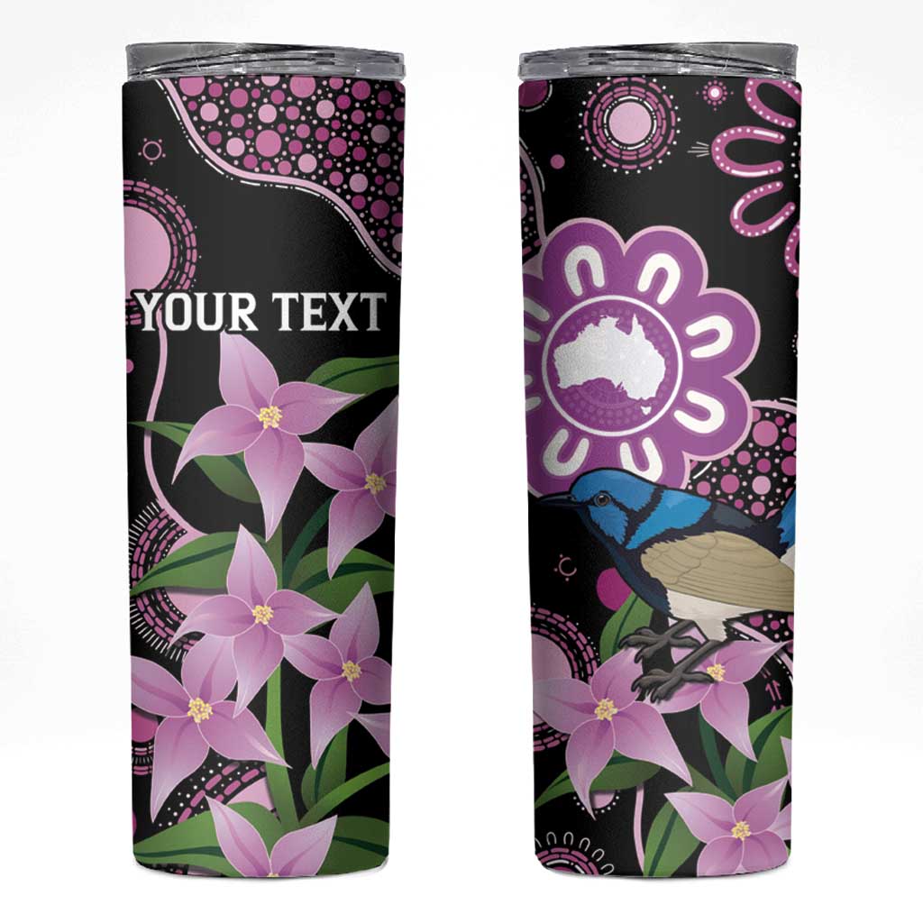Personalised Australia Boronia And Malurus Cyaneus Skinny Tumbler Aboriginal Art