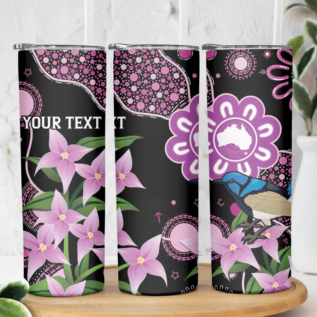 Personalised Australia Boronia And Malurus Cyaneus Skinny Tumbler Aboriginal Art