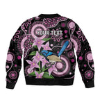 Personalised Australia Boronia And Malurus Cyaneus Sleeve Zip Bomber Jacket Aboriginal Art