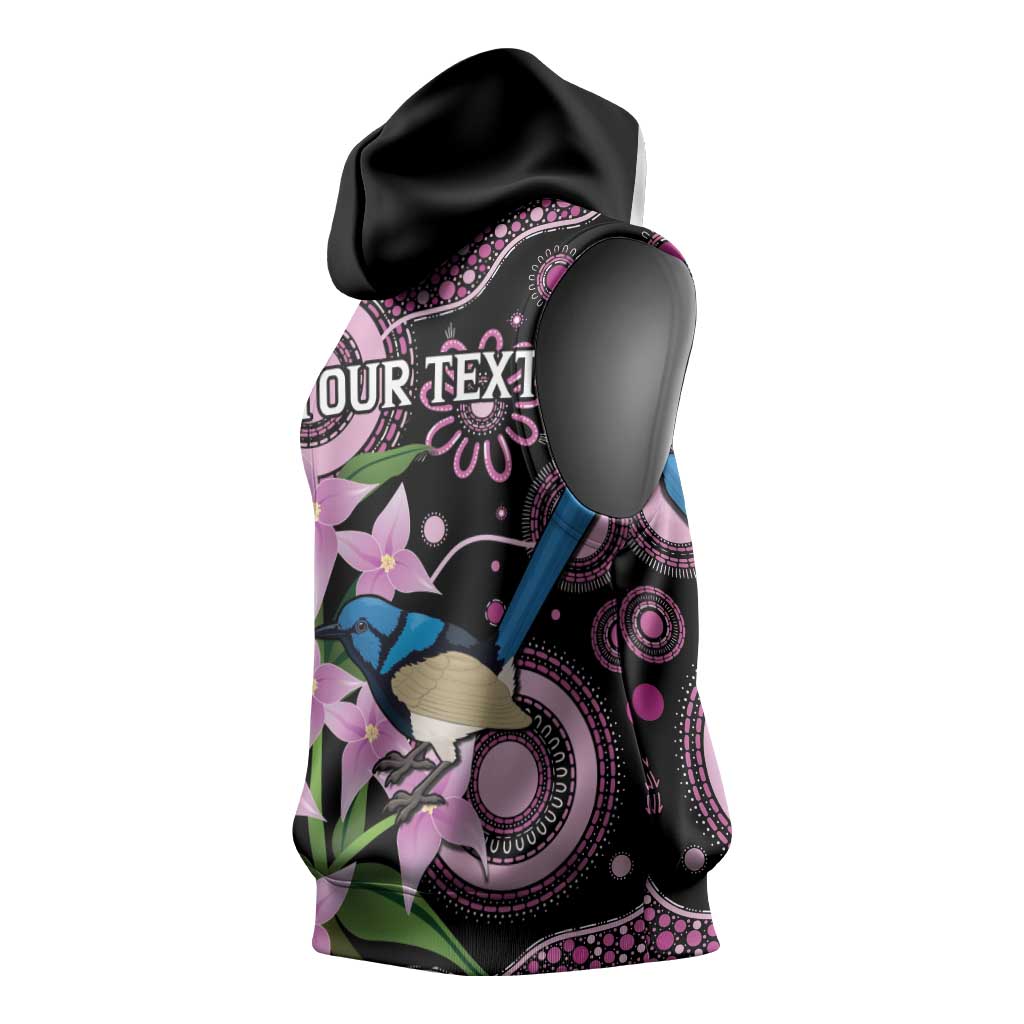 Personalised Australia Boronia And Malurus Cyaneus Sleeveless Hoodie Aboriginal Art - Aussie Hoodie