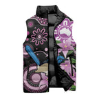 Personalised Australia Boronia And Malurus Cyaneus Sleeveless Puffer Jacket Aboriginal Art - Aussie Hoodie