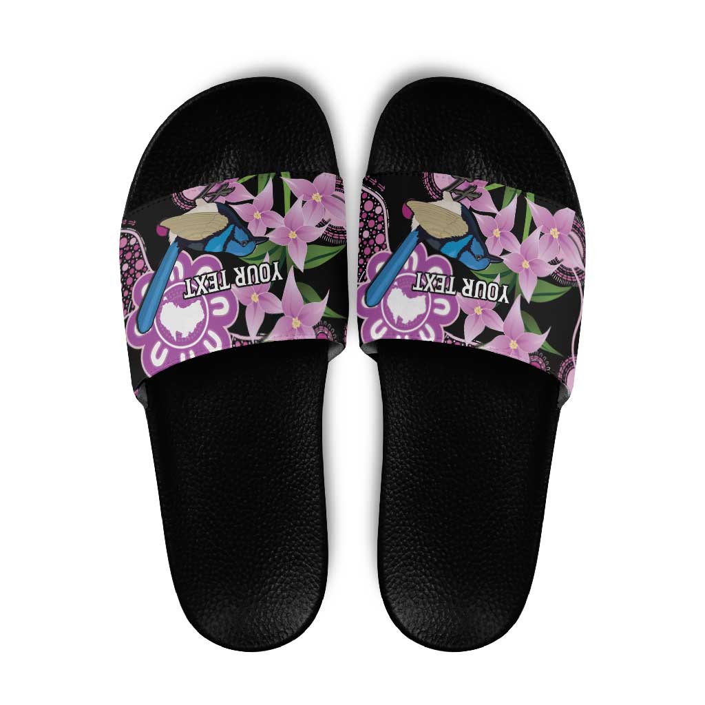 Personalised Australia Boronia And Malurus Cyaneus Slide Sandals Aboriginal Art - Aussie Hoodie