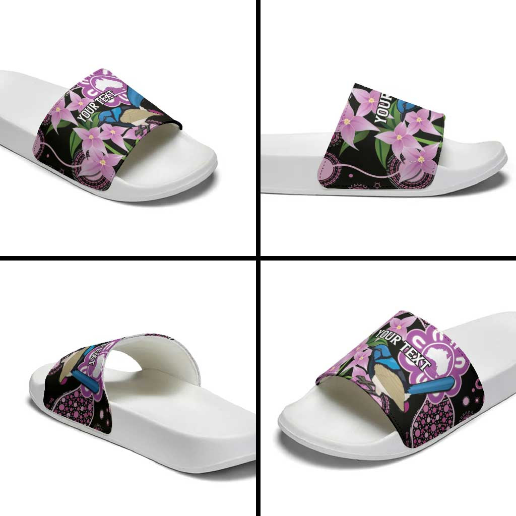 Personalised Australia Boronia And Malurus Cyaneus Slide Sandals Aboriginal Art - Aussie Hoodie