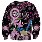 Personalised Australia Boronia And Malurus Cyaneus Sweatshirt Aboriginal Art