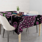 Personalised Australia Boronia And Malurus Cyaneus Tablecloth Aboriginal Art