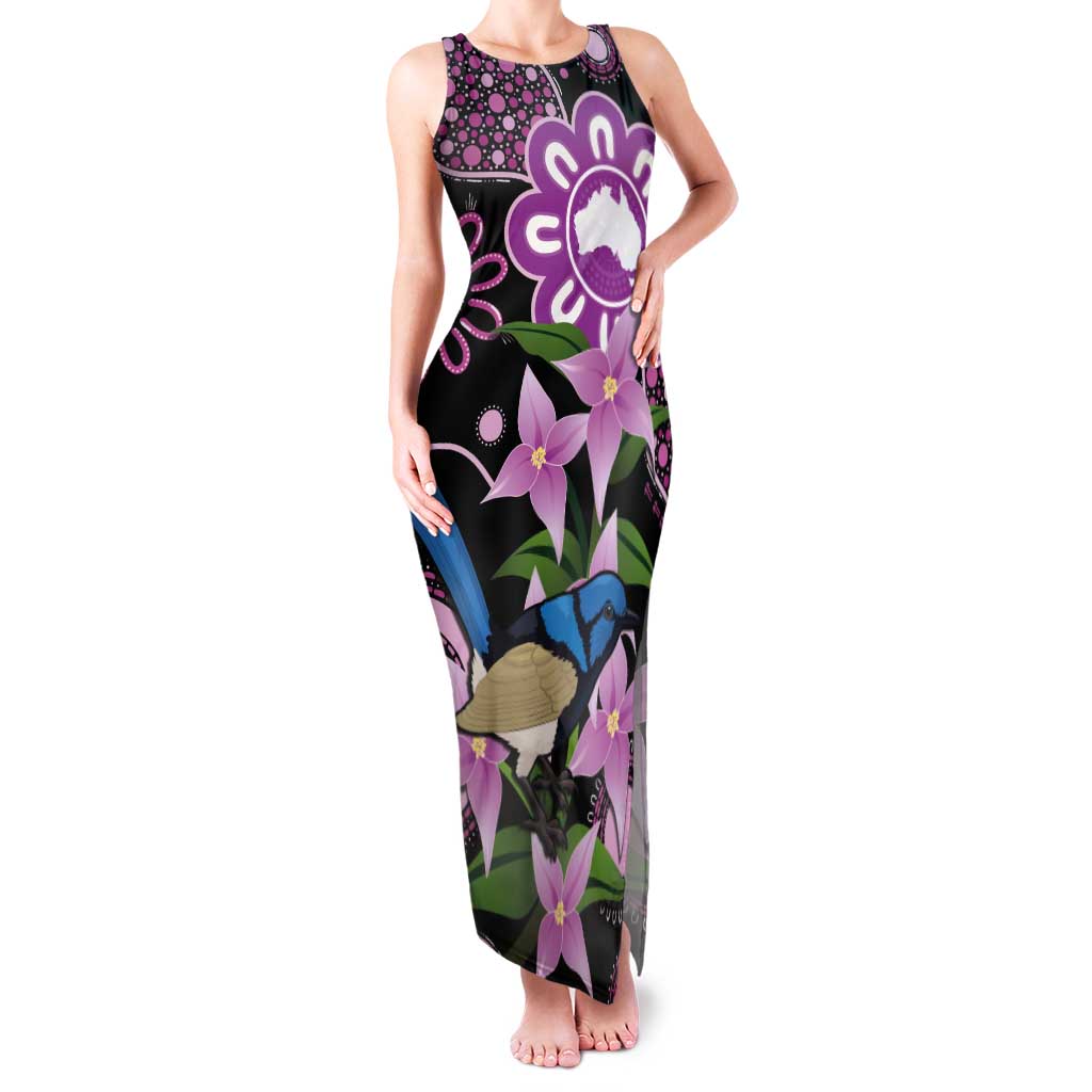 Personalised Australia Boronia And Malurus Cyaneus Tank Maxi Dress Aboriginal Art