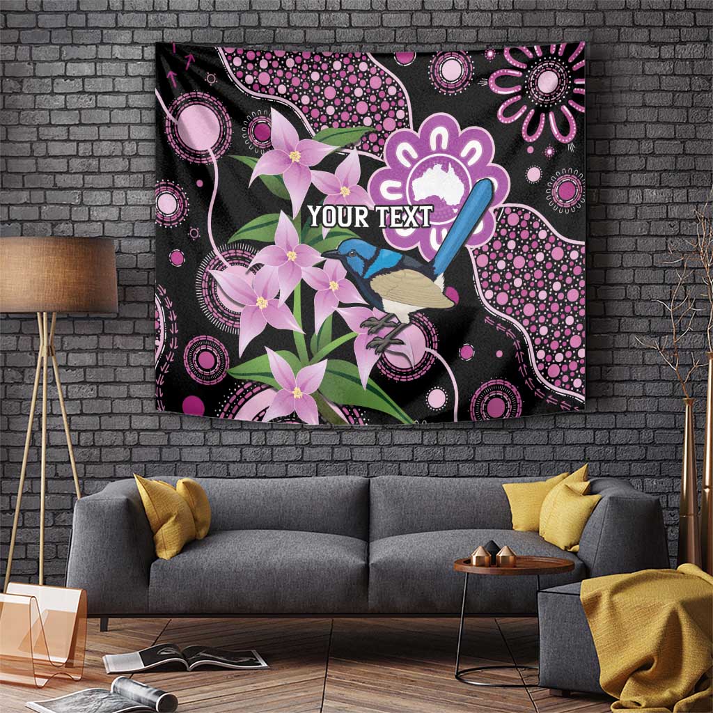 Personalised Australia Boronia And Malurus Cyaneus Tapestry Aboriginal Art