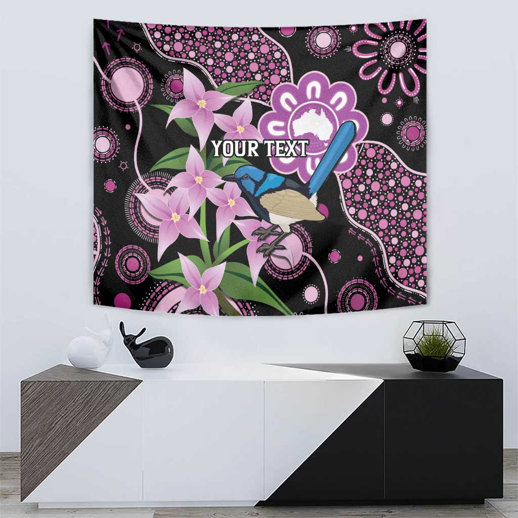 Personalised Australia Boronia And Malurus Cyaneus Tapestry Aboriginal Art
