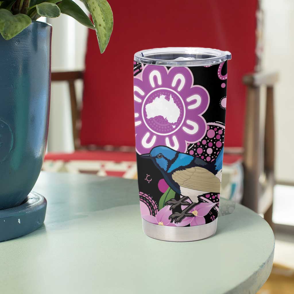Personalised Australia Boronia And Malurus Cyaneus Tumbler Cup Aboriginal Art
