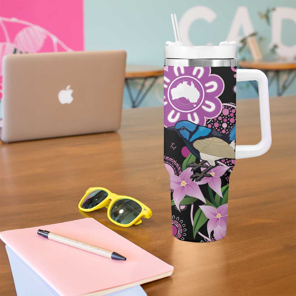 Personalised Australia Boronia And Malurus Cyaneus Tumbler With Handle Aboriginal Art