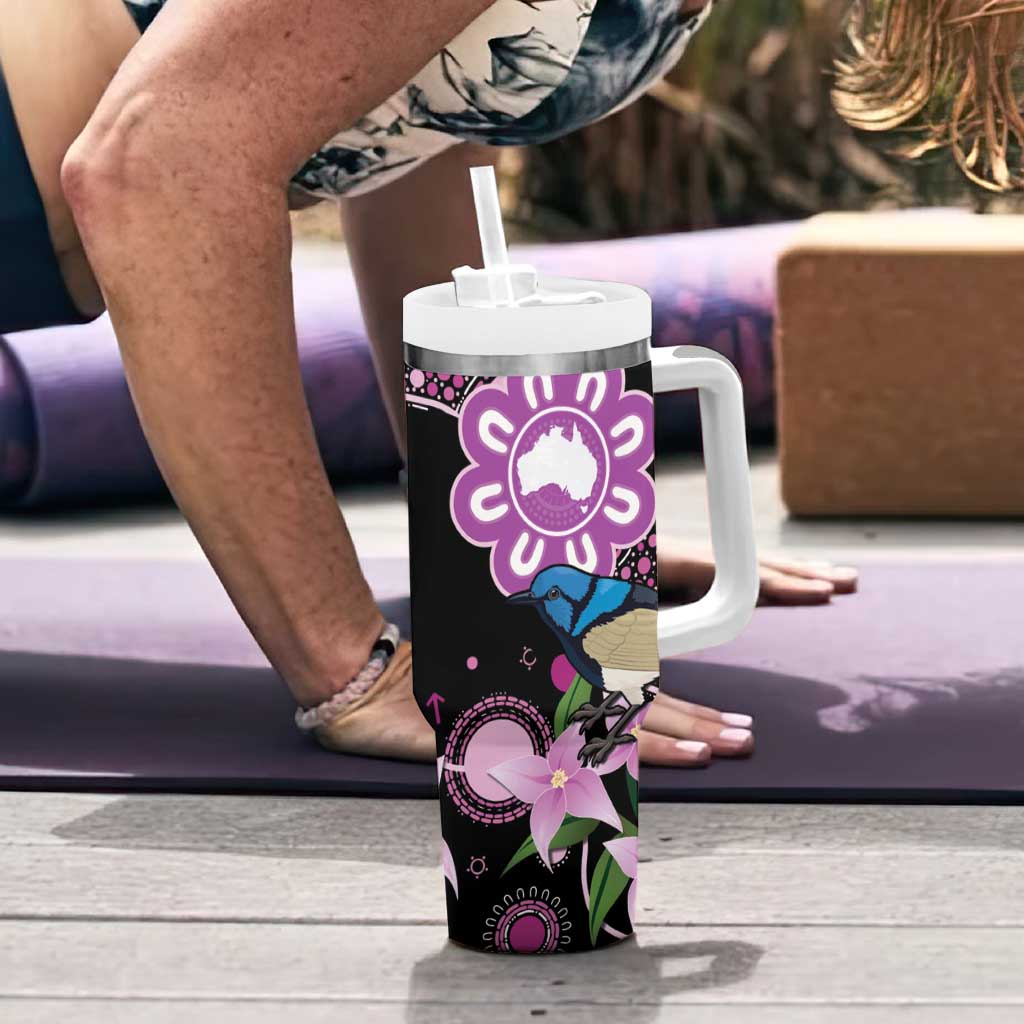 Personalised Australia Boronia And Malurus Cyaneus Tumbler With Handle Aboriginal Art