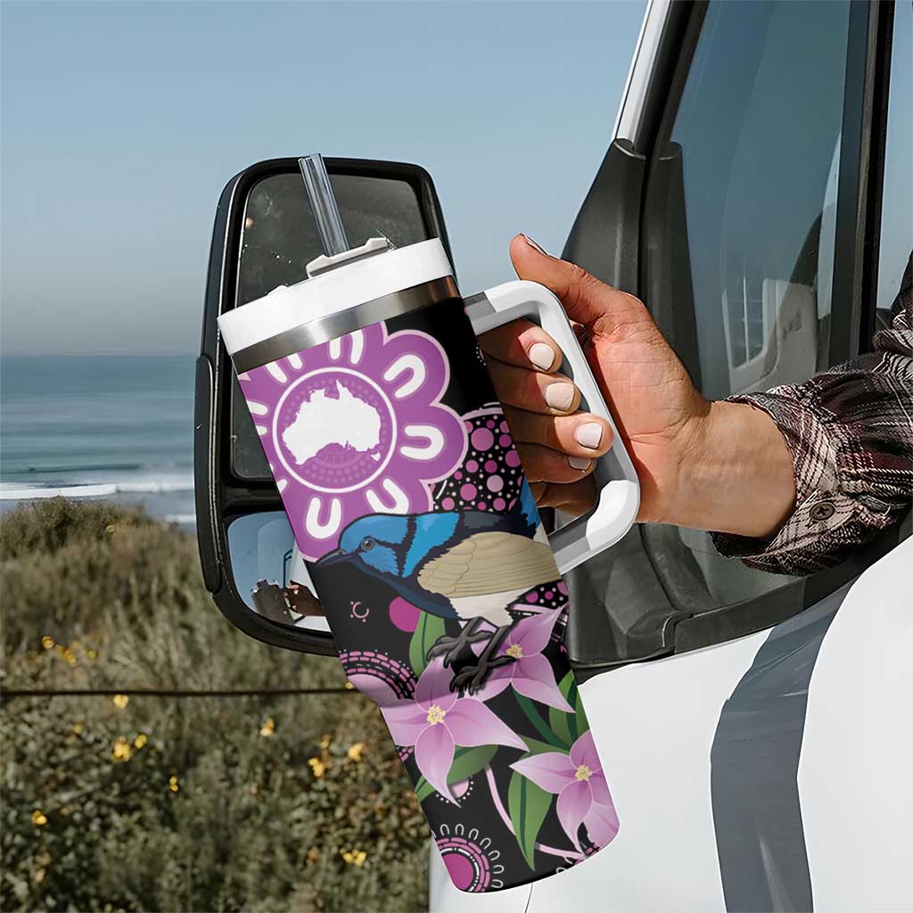 Personalised Australia Boronia And Malurus Cyaneus Tumbler With Handle Aboriginal Art
